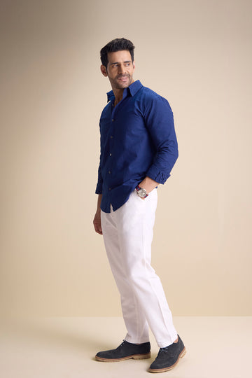 Lago Long Sleeve Collar Shirt — Blue