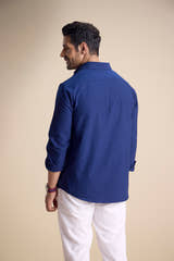 Lago Long Sleeve Collar Shirt — Blue