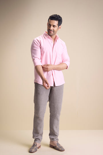 Lago Long Sleeve Collar Shirt — Pastel Pink