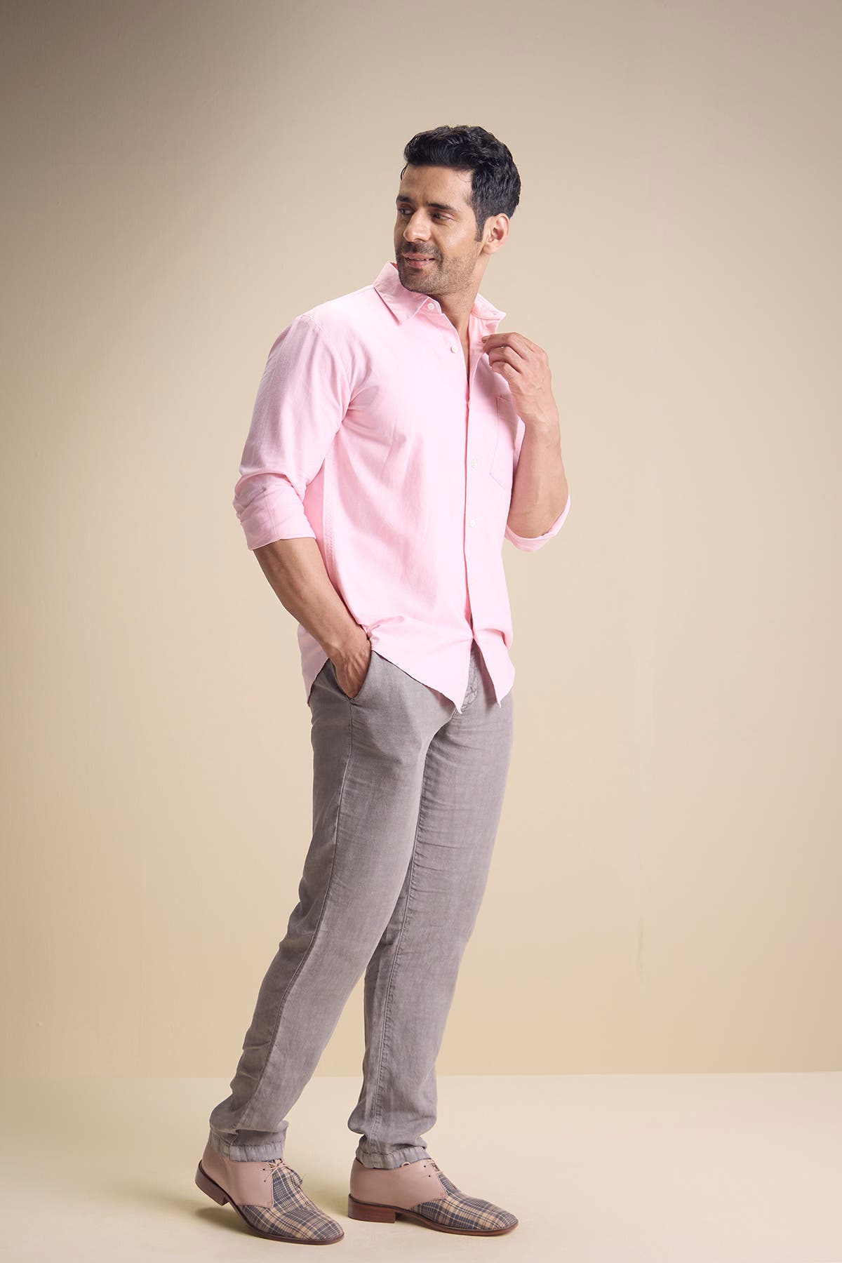 Lago Long Sleeve Collar Shirt — Pastel Pink