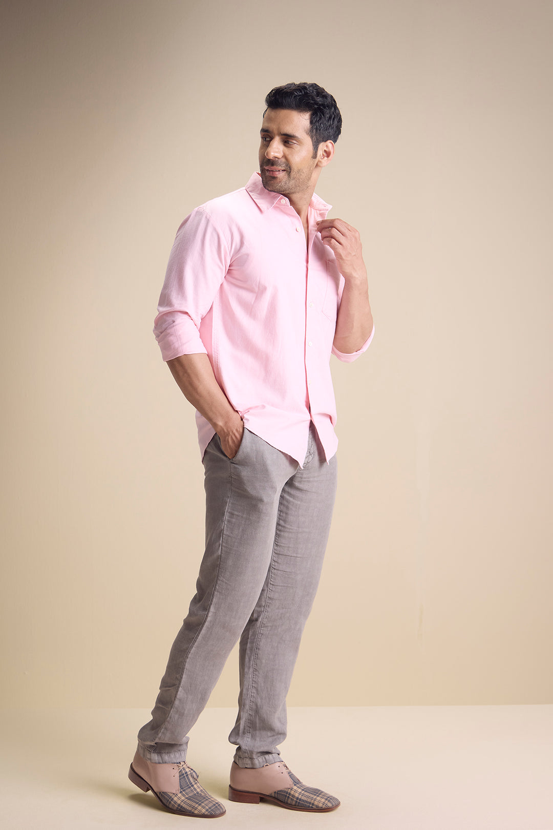 Lago Long Sleeve Town Collar Shirt — Pastel Pink