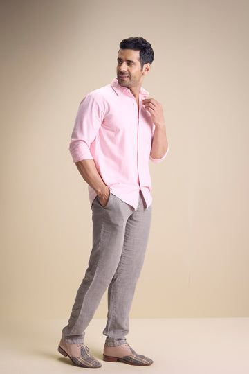 Lago Long Sleeve Collar Shirt — Pastel Pink