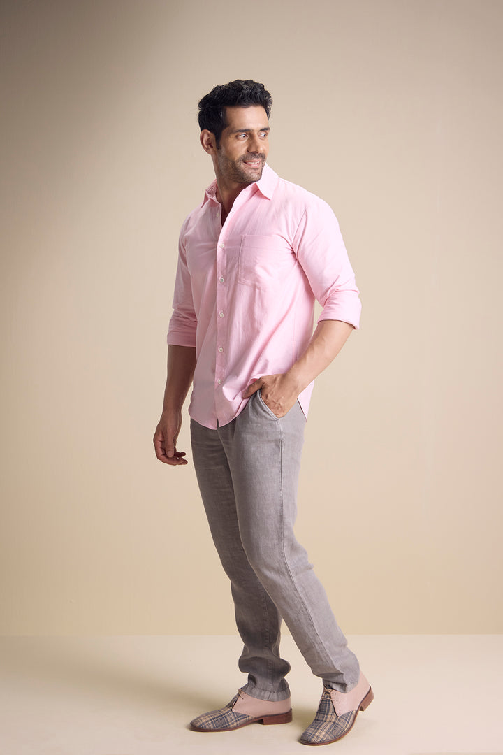 Lago Long Sleeve Town Collar Shirt — Pastel Pink