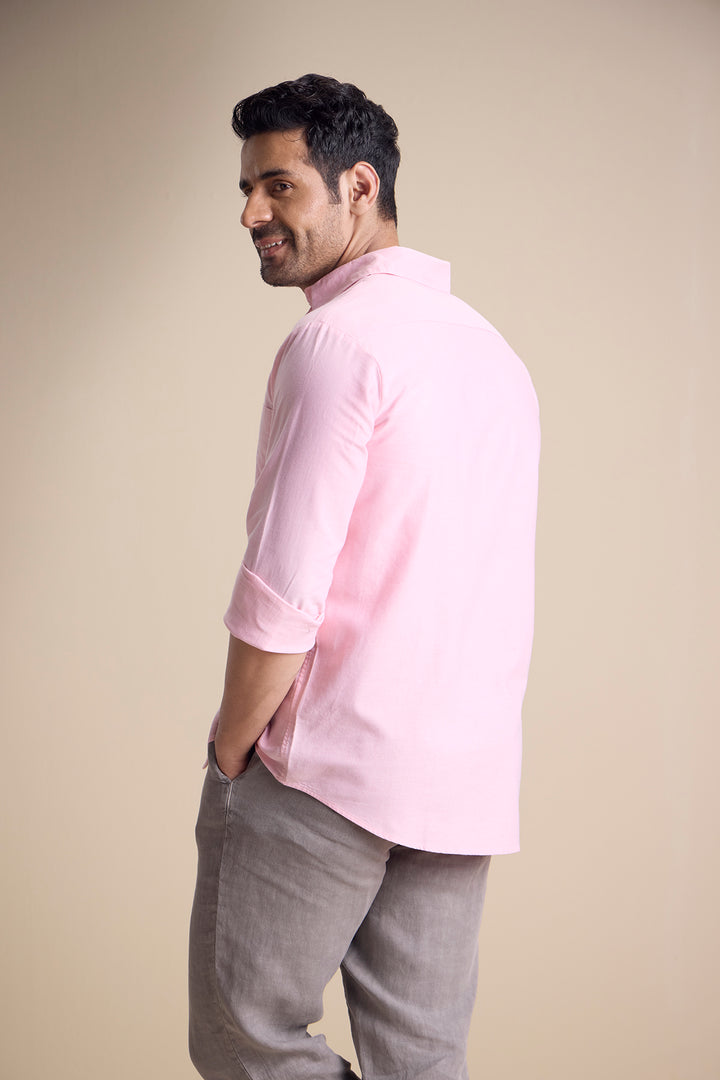 Lago Long Sleeve Town Collar Shirt — Pastel Pink