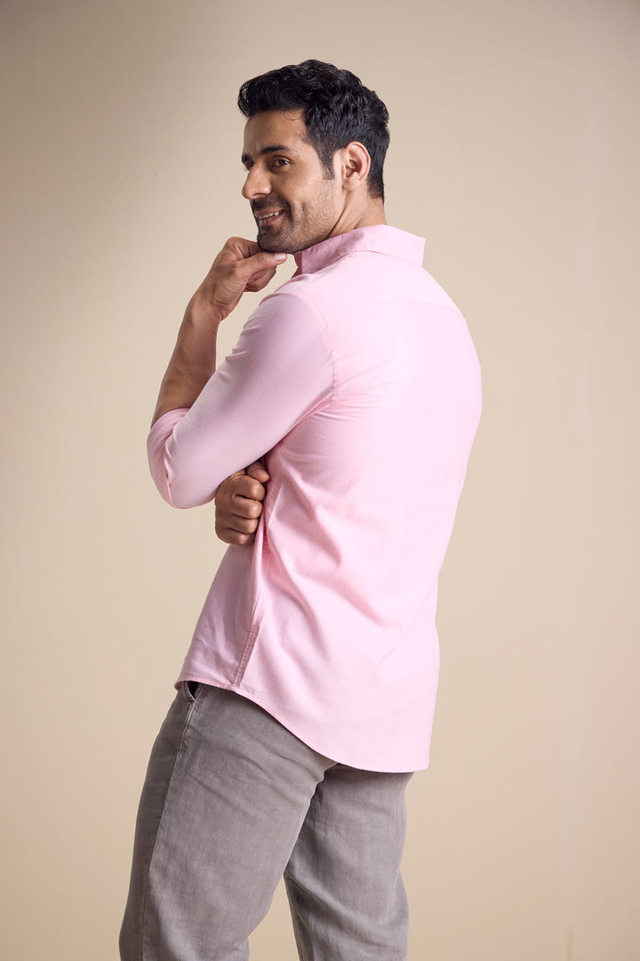 Lago Long Sleeve Town Collar Shirt — Pastel Pink