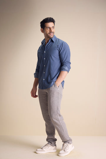 Silva Long Sleeve Collar Shirt — Vintage Blue