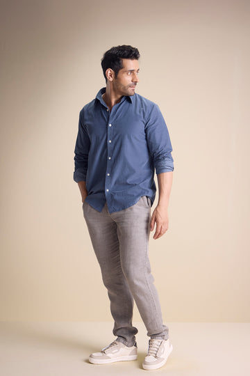 Silva Long Sleeve Collar Shirt — Vintage Blue