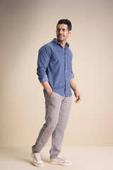 Silva Long Sleeve Collar Shirt — Vintage Blue