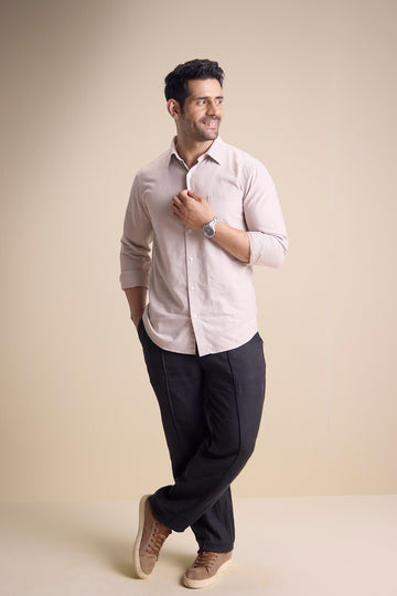 Lago Long Sleeve Collar Shirt — Wood Brown