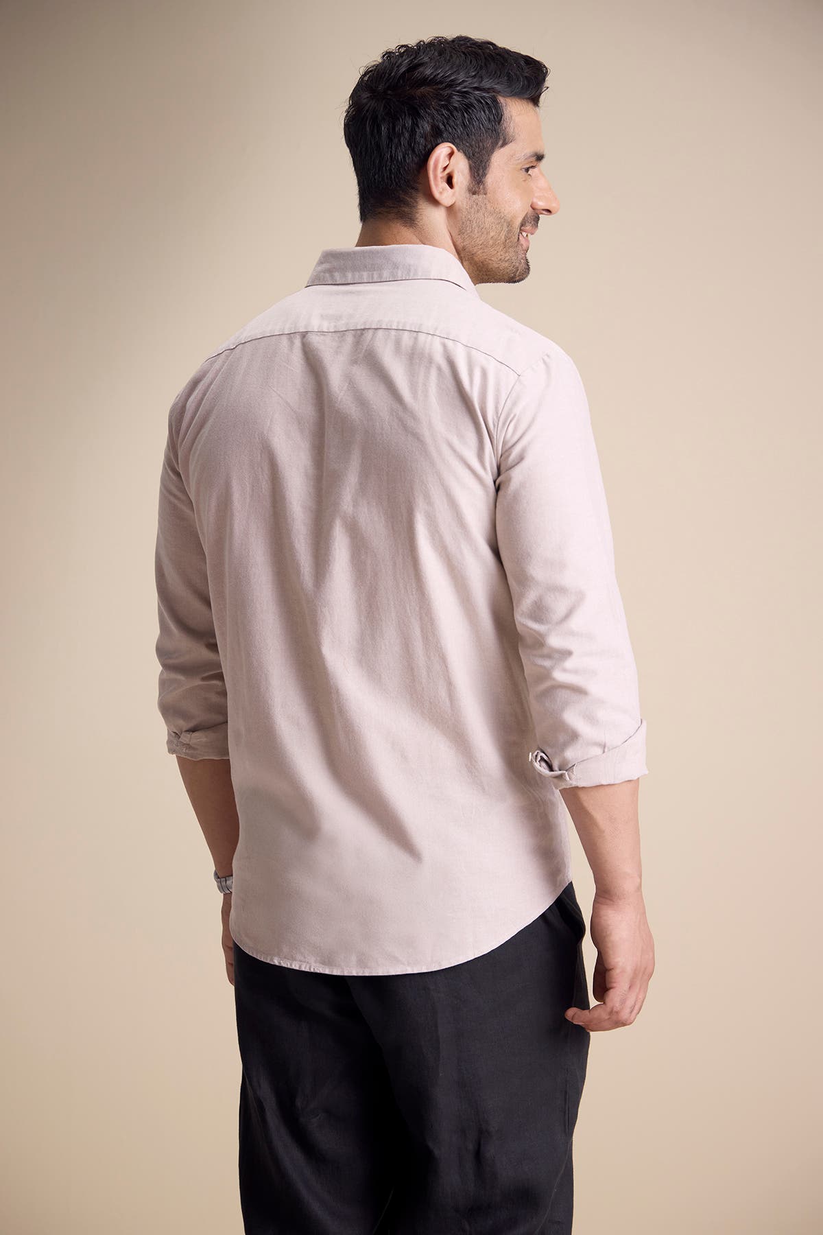 Lago Long Sleeve Collar Shirt — Wood Brown