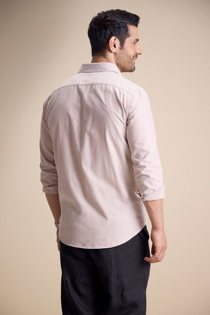 Lago Long Sleeve Town Collar Shirt — Wood Brown