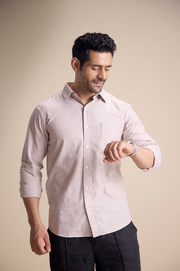 Lago Long Sleeve Collar Shirt — Wood Brown