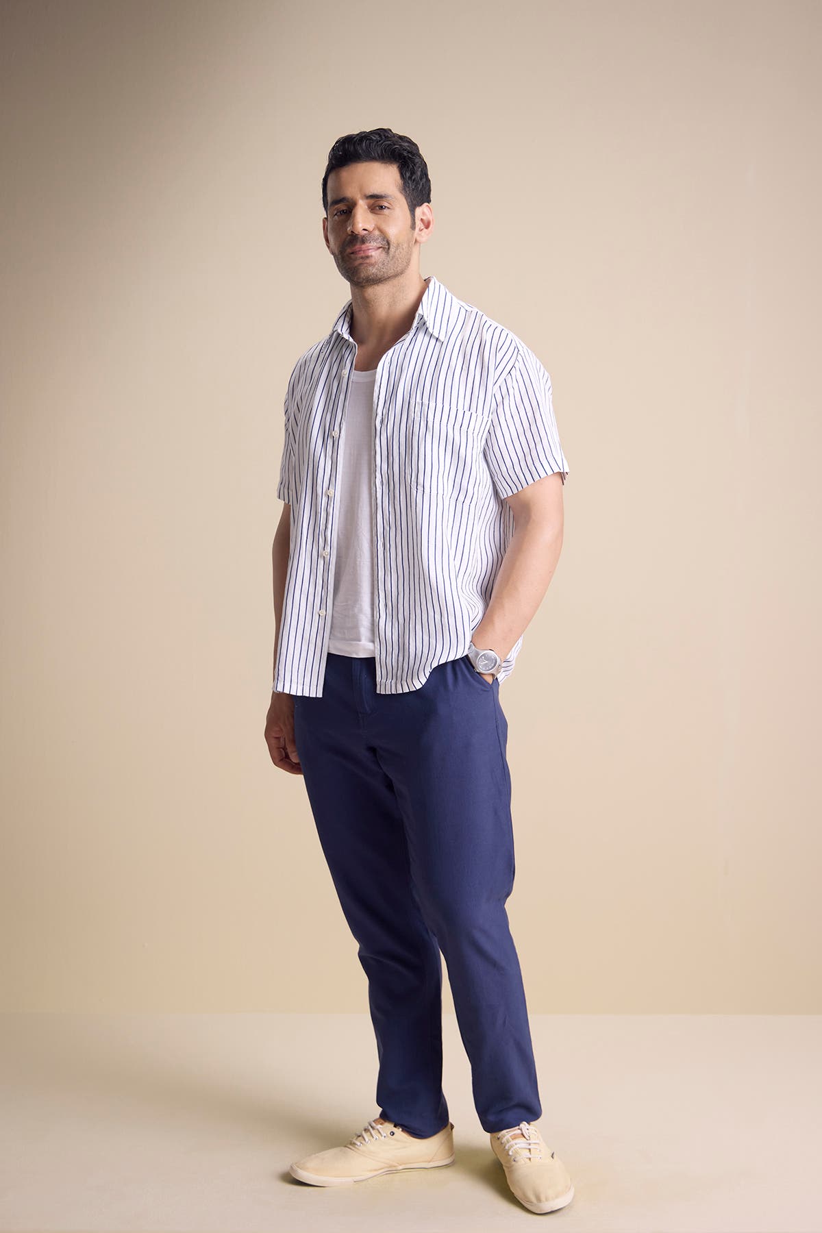 Bosco Short Sleeve Shirt — Pencil Stripe Blue