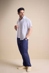 Bosco Short Sleeve Shirt — Pencil Stripe Blue