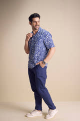 Vento Short Sleeve Camp Collar Shirt — Zira Luna Blue