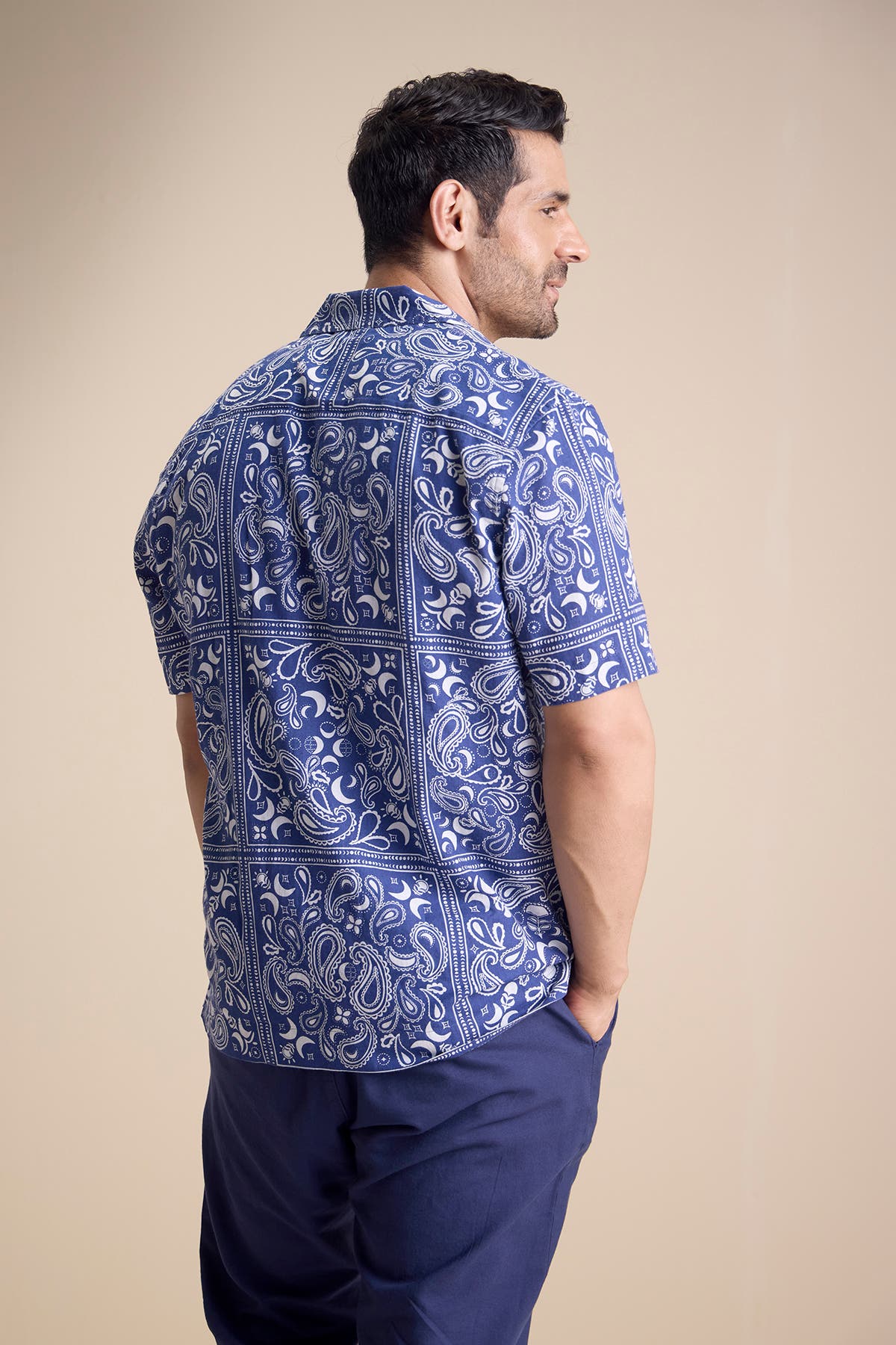 Vento Short Sleeve Camp Collar Shirt — Zira Luna Blue