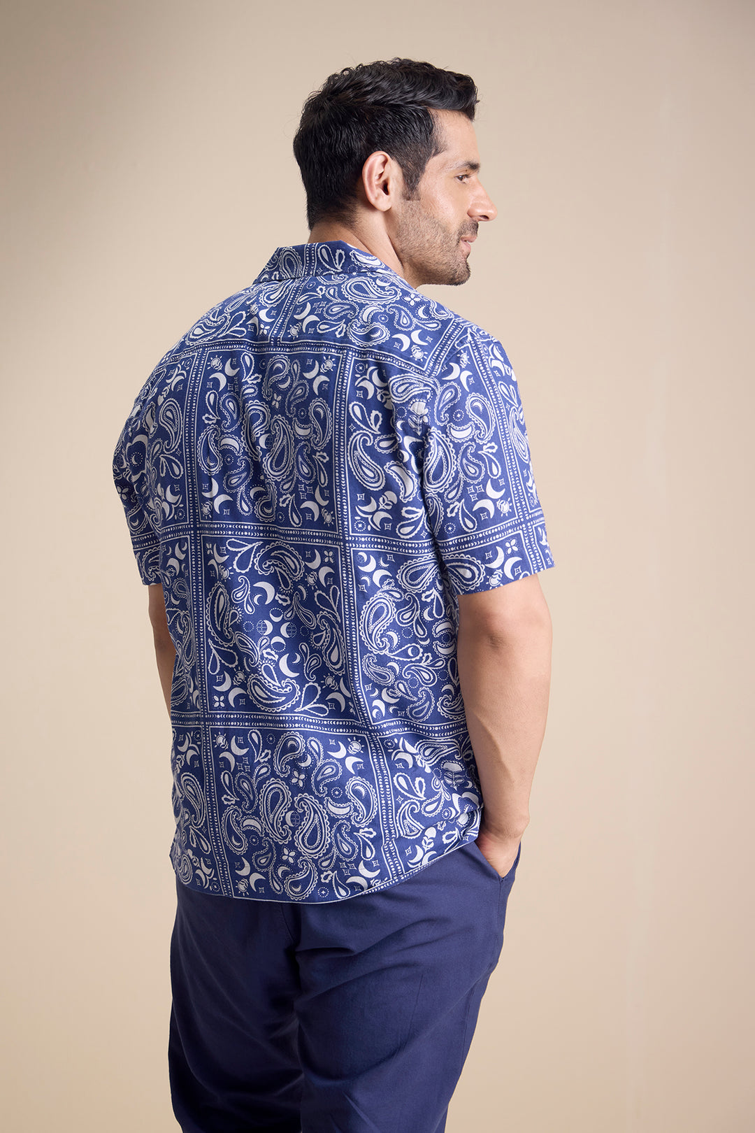 Vento Short Sleeve Camp Collar Shirt — Zira Luna Blue