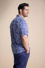 Vento Short Sleeve Camp Collar Shirt — Zira Luna Blue