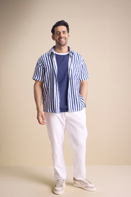 Bosco Short Sleeve Shirt — Regatta Stripe Blue