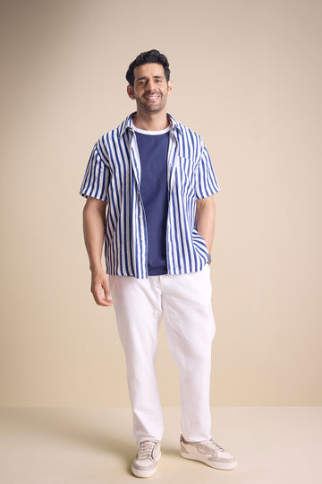 Bosco Short Sleeve Shirt — Regatta Stripe Blue
