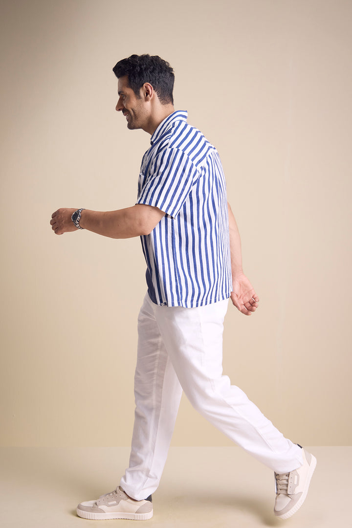 Bosco Short Sleeve Shirt — Regatta Stripe Blue
