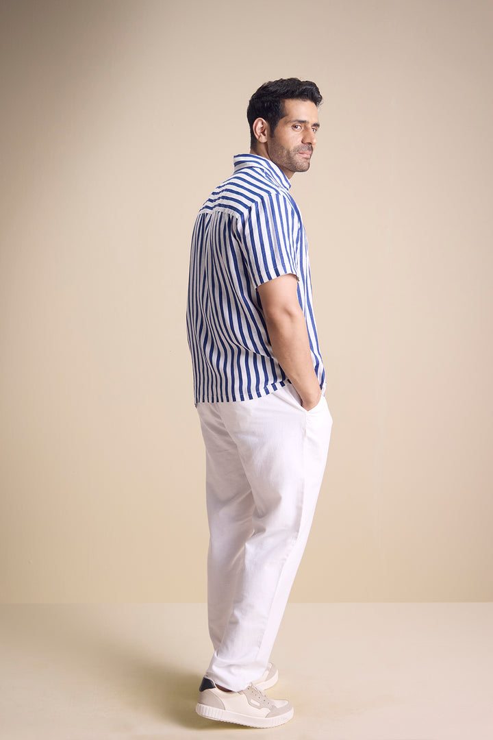 Bosco Short Sleeve Shirt — Regatta Stripe Blue