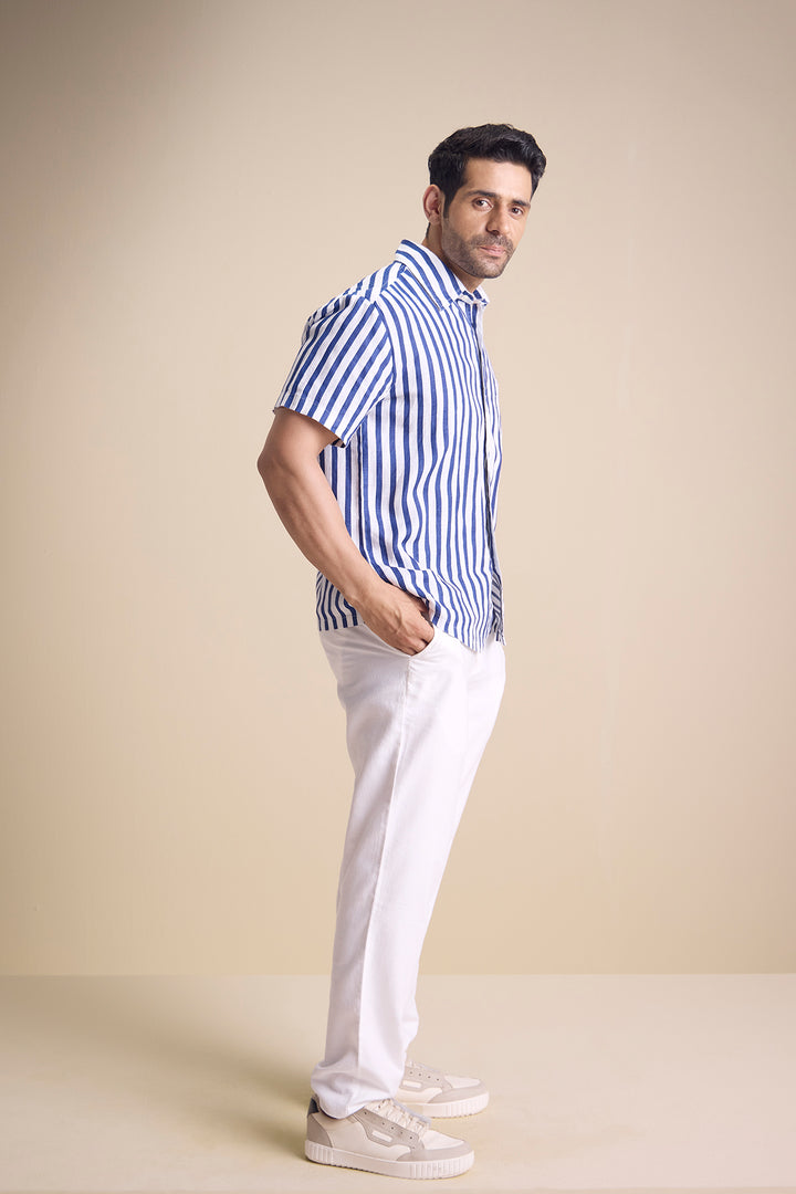 Bosco Short Sleeve Shirt — Regatta Stripe Blue