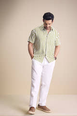 Bosco Short Sleeve Shirt — Regatta Stripe Olive