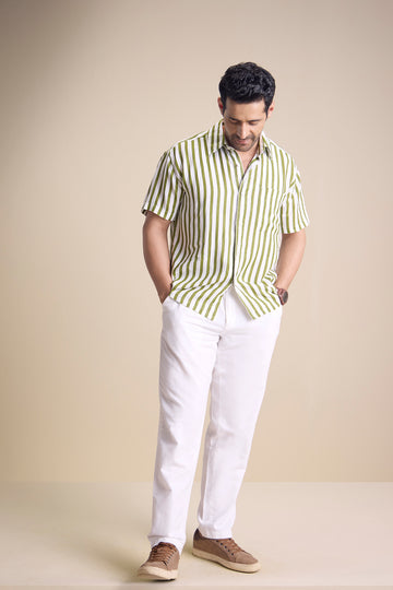 Bosco Short Sleeve Shirt — Regatta Stripe Olive