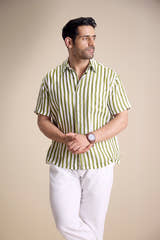Bosco Short Sleeve Shirt — Regatta Stripe Olive