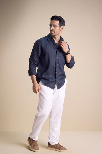 Lago Long Sleeve Collar Shirt — Black