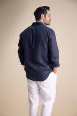 Lago Long Sleeve Collar Shirt — Black