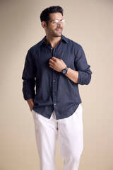 Lago Long Sleeve Collar Shirt — Black