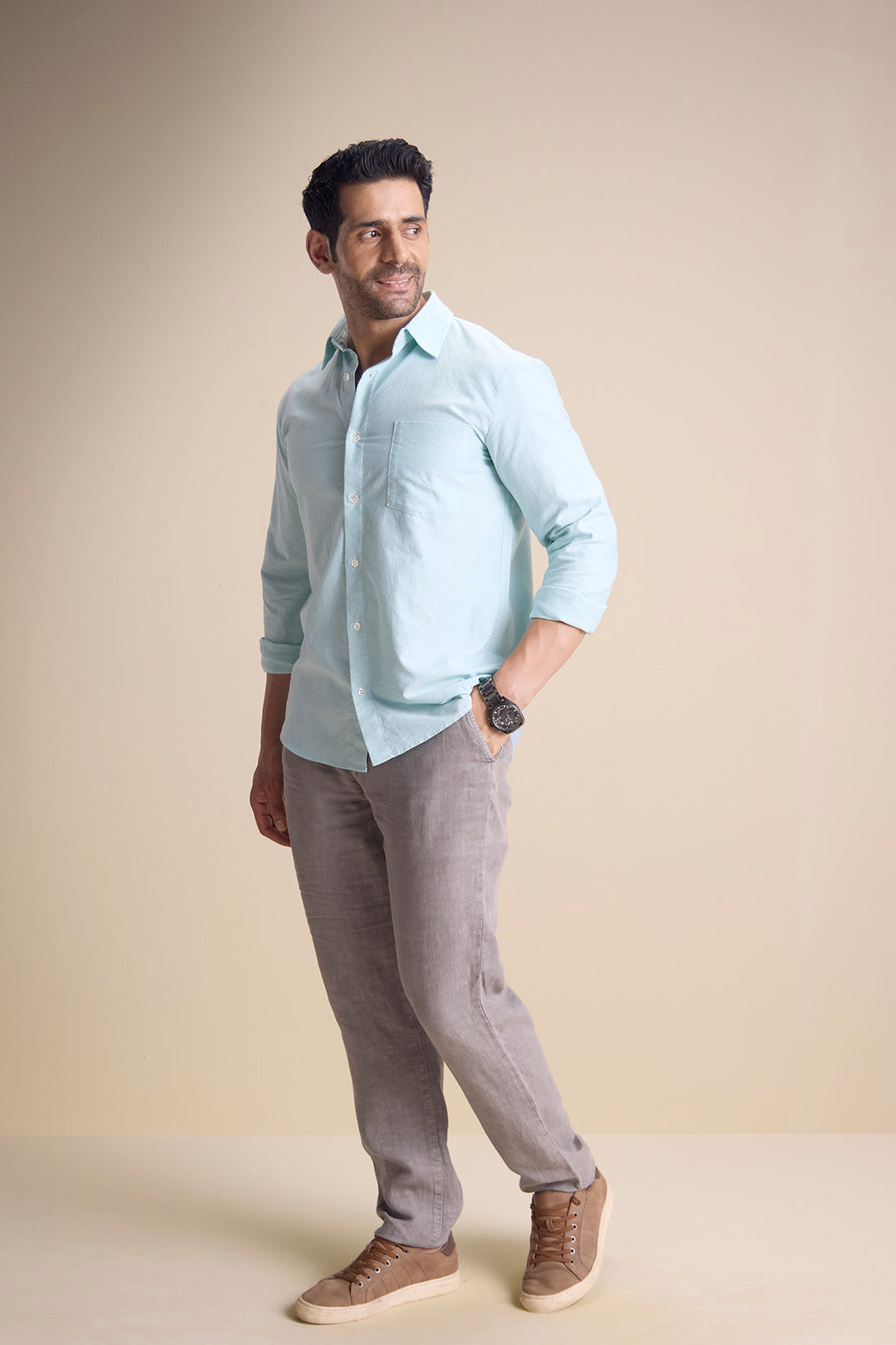 Lago Long Sleeve Town Collar Shirt — Pastel Green