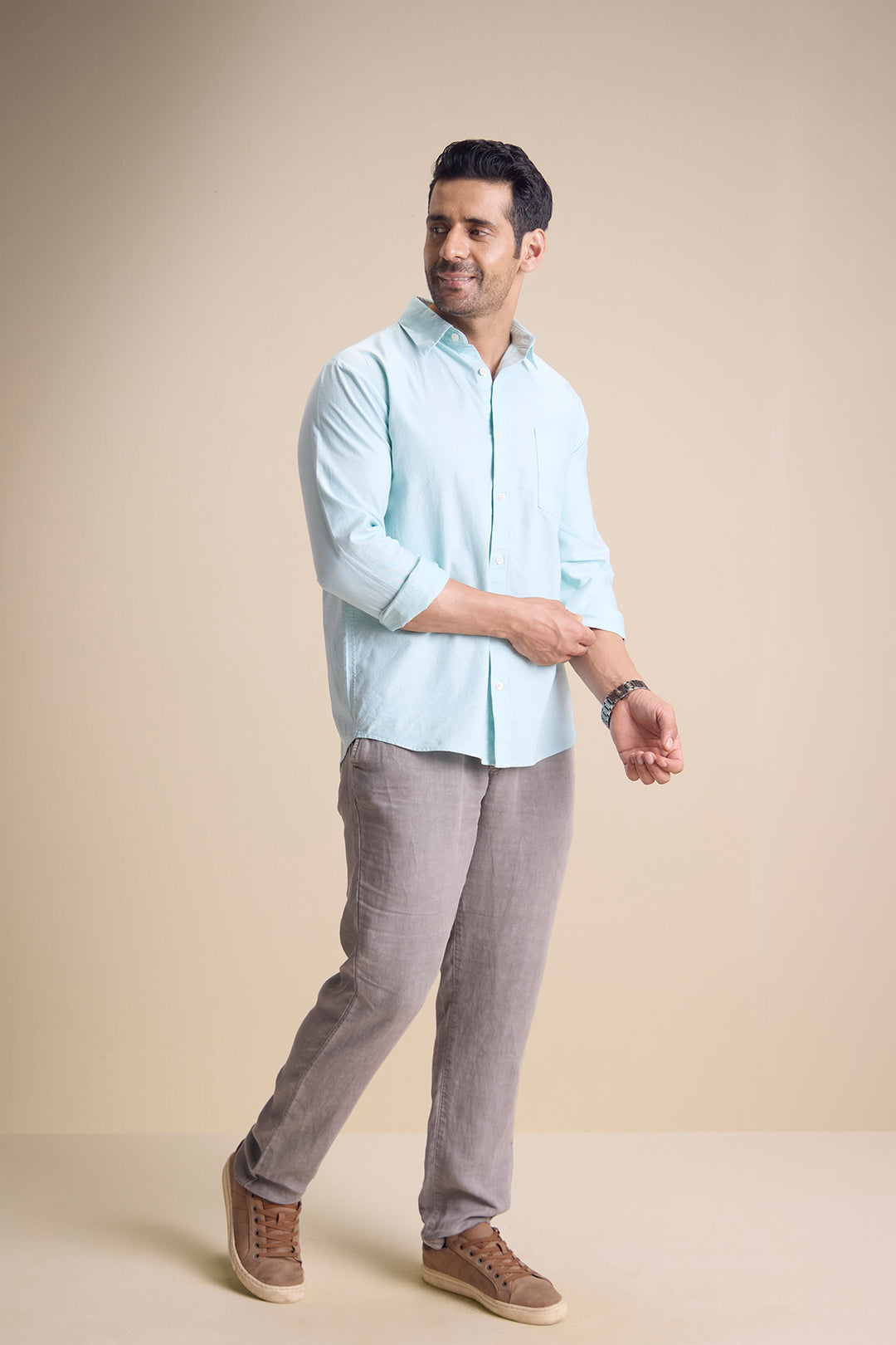 Lago Long Sleeve Town Collar Shirt — Pastel Green