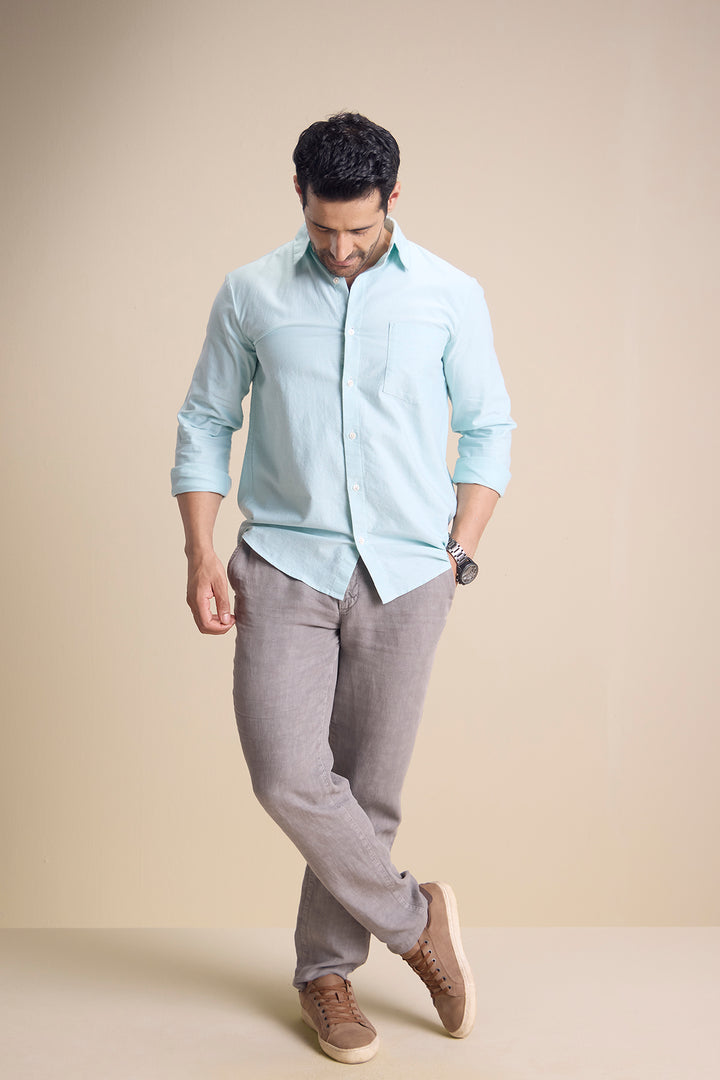 Lago Long Sleeve Town Collar Shirt — Pastel Green