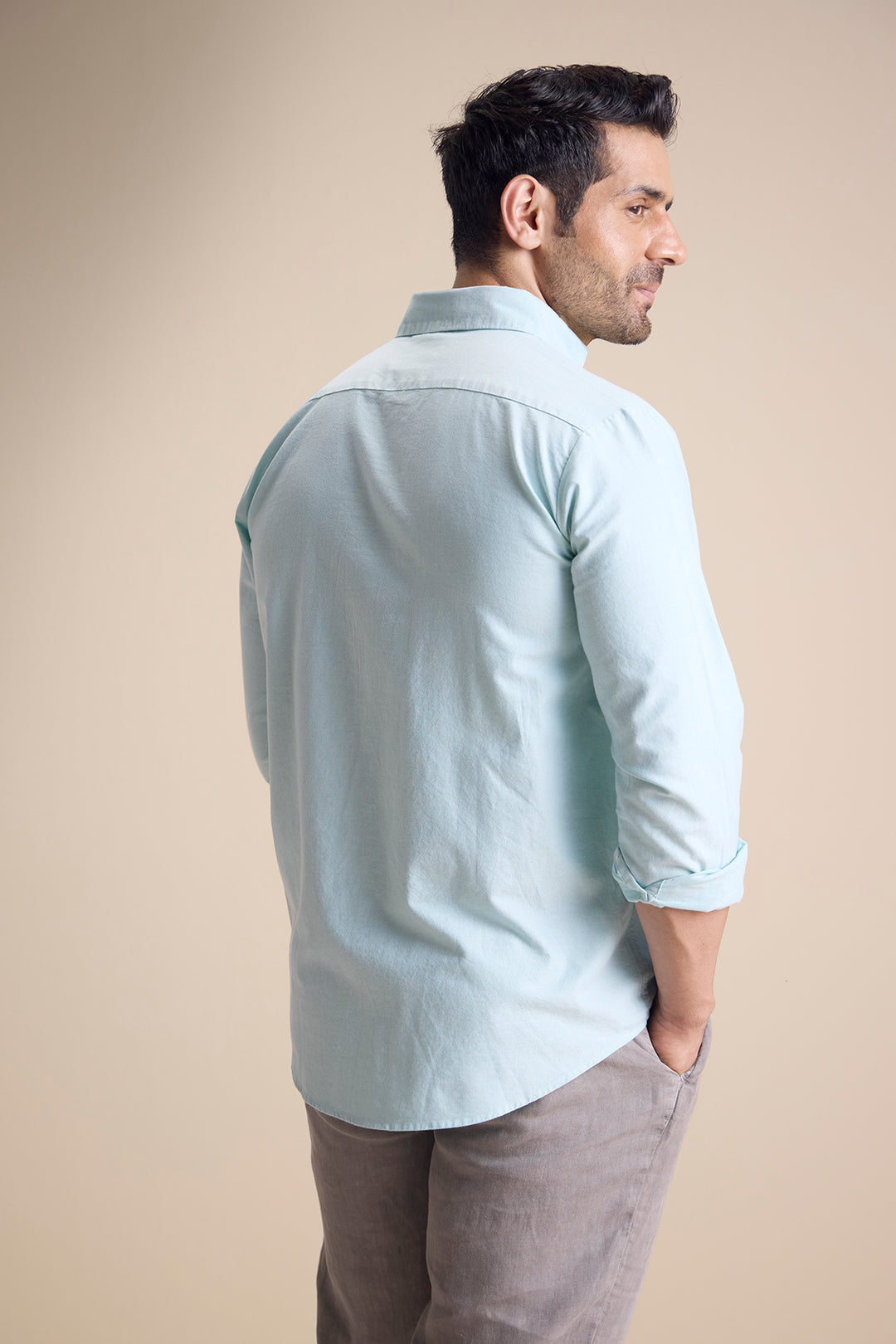Lago Long Sleeve Town Collar Shirt — Pastel Green