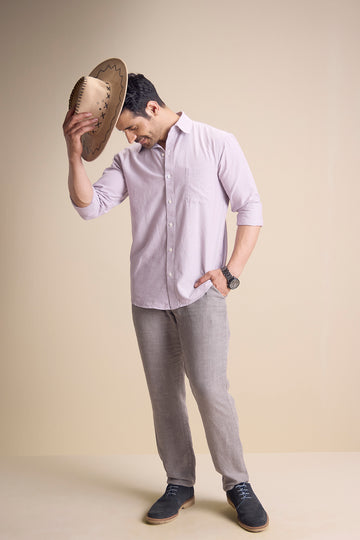 Lago Long Sleeve Collar Shirt — Blush Stripe