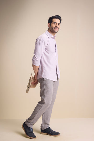 Lago Long Sleeve Collar Shirt — Blush Stripe