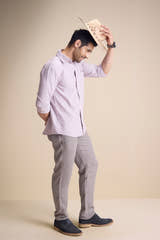 Lago Long Sleeve Collar Shirt — Blush Stripe