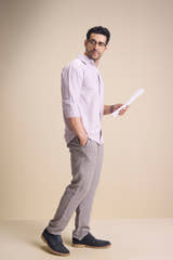 Lago Long Sleeve Collar Shirt — Blush Stripe