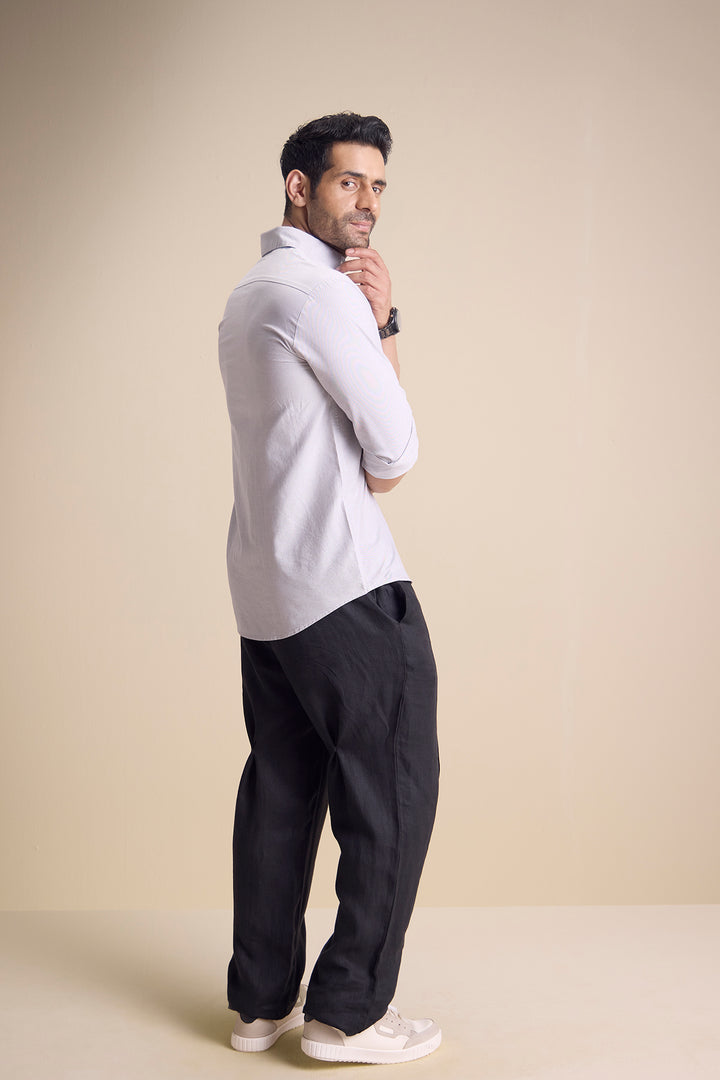 Lago Long Sleeve Town Collar Shirt — Argento