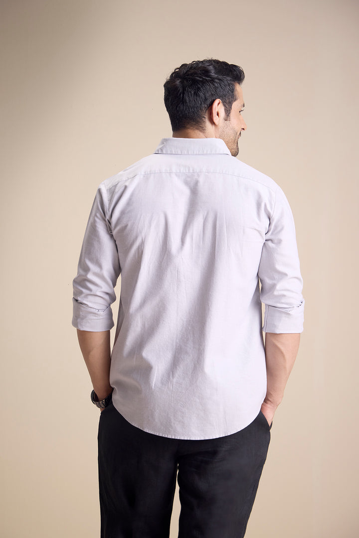 Lago Long Sleeve Town Collar Shirt — Argento