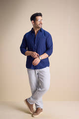 Silva Long Sleeve Collar Shirt — Blue