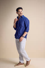 Silva Long Sleeve Collar Shirt — Blue