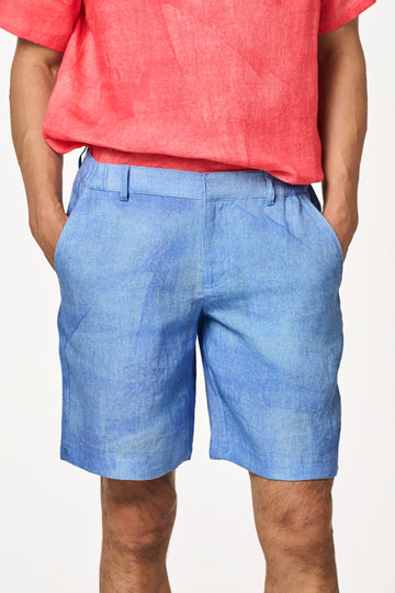 Del sol linen Marine art ice blue S