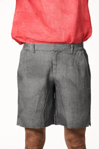 Del Sol Linen Marine Art Charcoal Men's Smart Fit Shorts