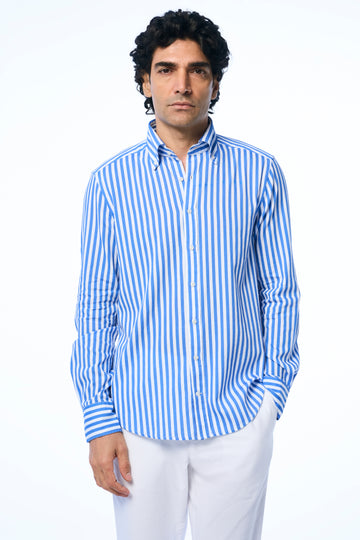 Danny Ls Khadi Preppy Stripe Surf Blue s