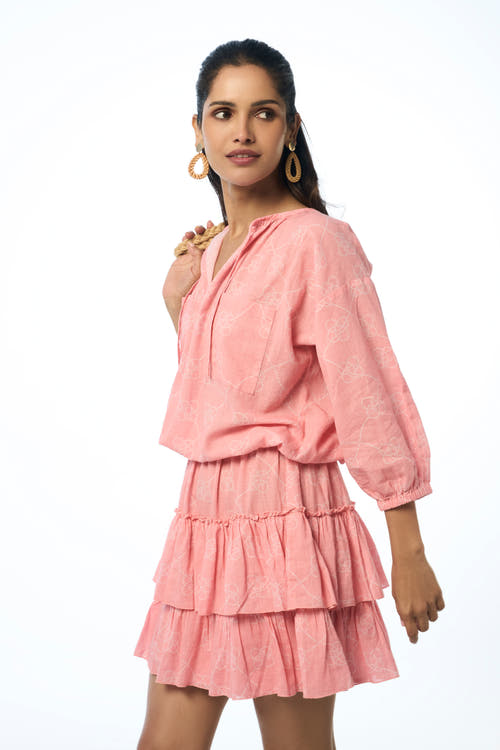 Belle Khadi Coastal Print Coral