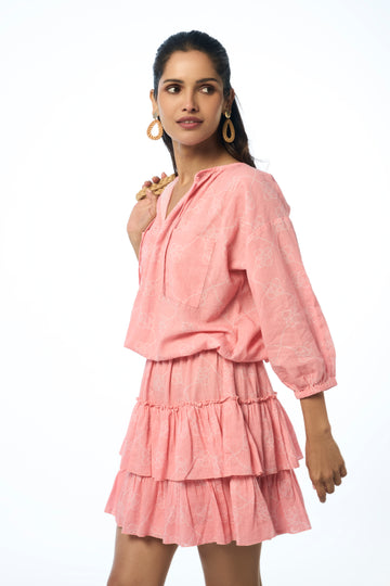 Belle Khadi Coastal Print Coral
